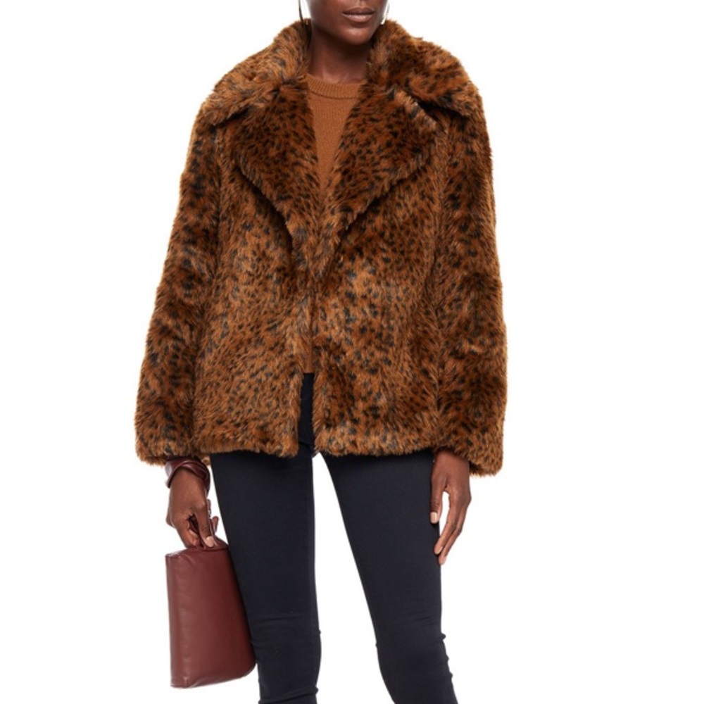Joie Leopard Print Faux Fur Coat